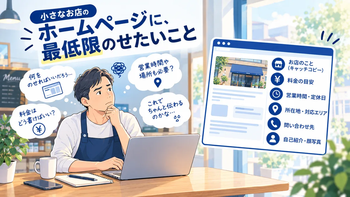 小さなお店のホームページに、最低限のせたいこと