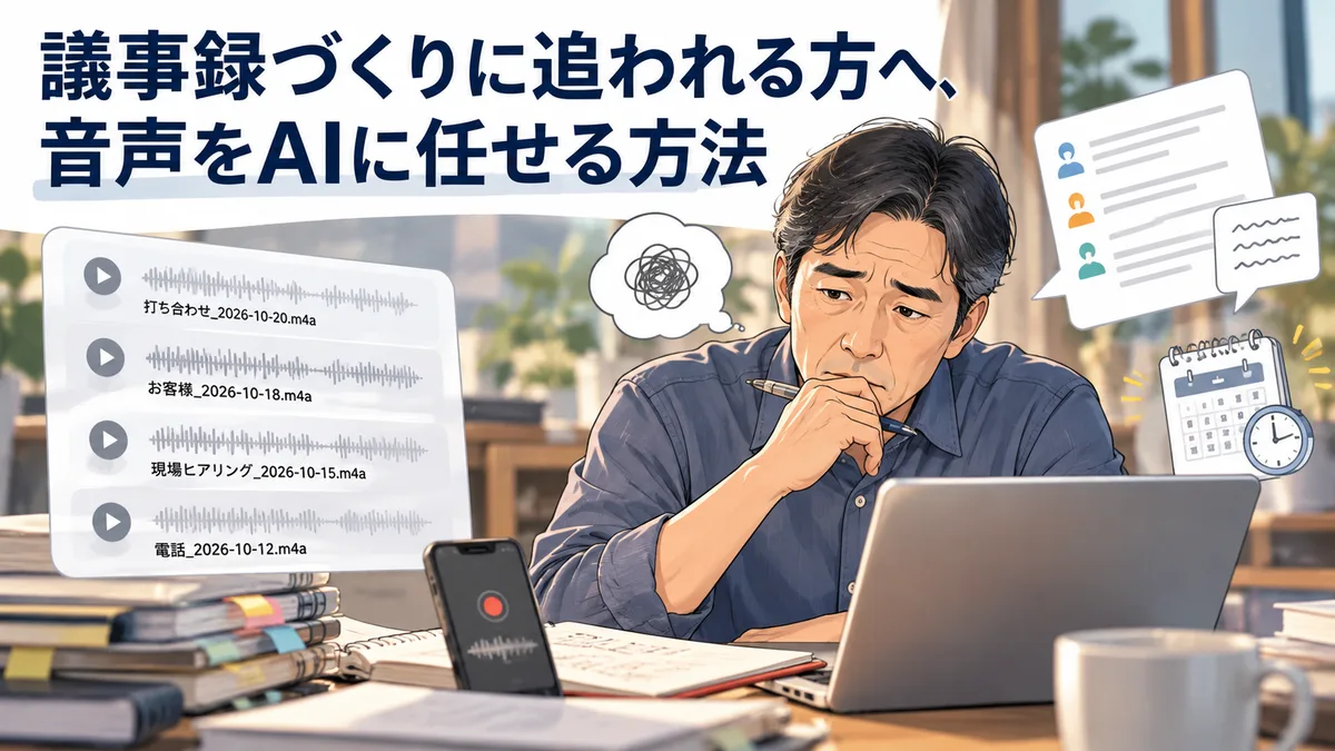 議事録づくりに追われる方へ、音声をAIに任せる方法